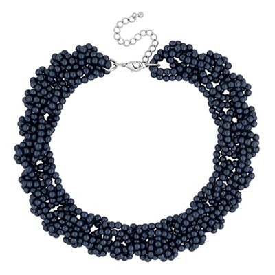 Designer navy blue beaded twist necklace